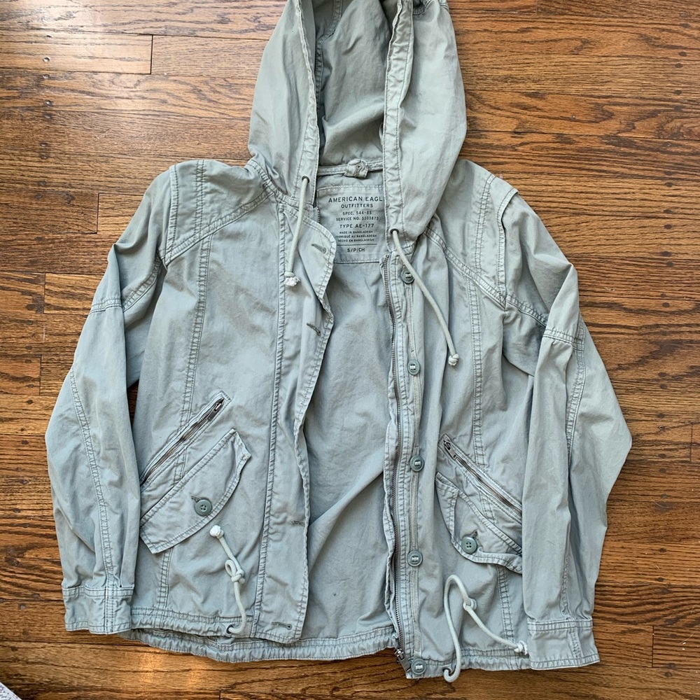 American eagle amy green zip up/button up jacket